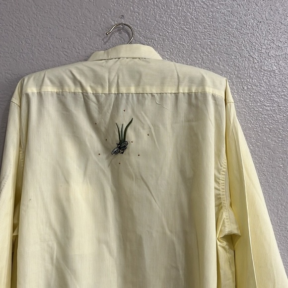 Mari Lyn Vintage Yellow White Striped long sleeve Button Down shirt Size XL - Picture 4 of 11